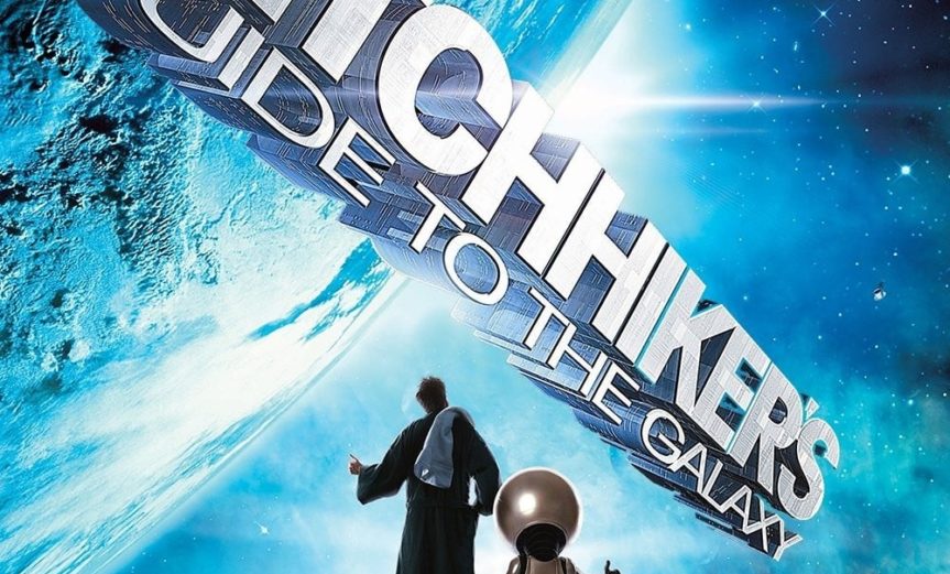 Poster for the movie "The Hitchhiker's Guide to the Galaxy"